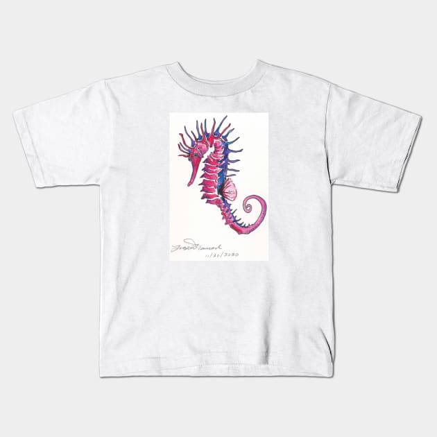 Purple/Pink SeaHorse Kids T-Shirt by Octo30